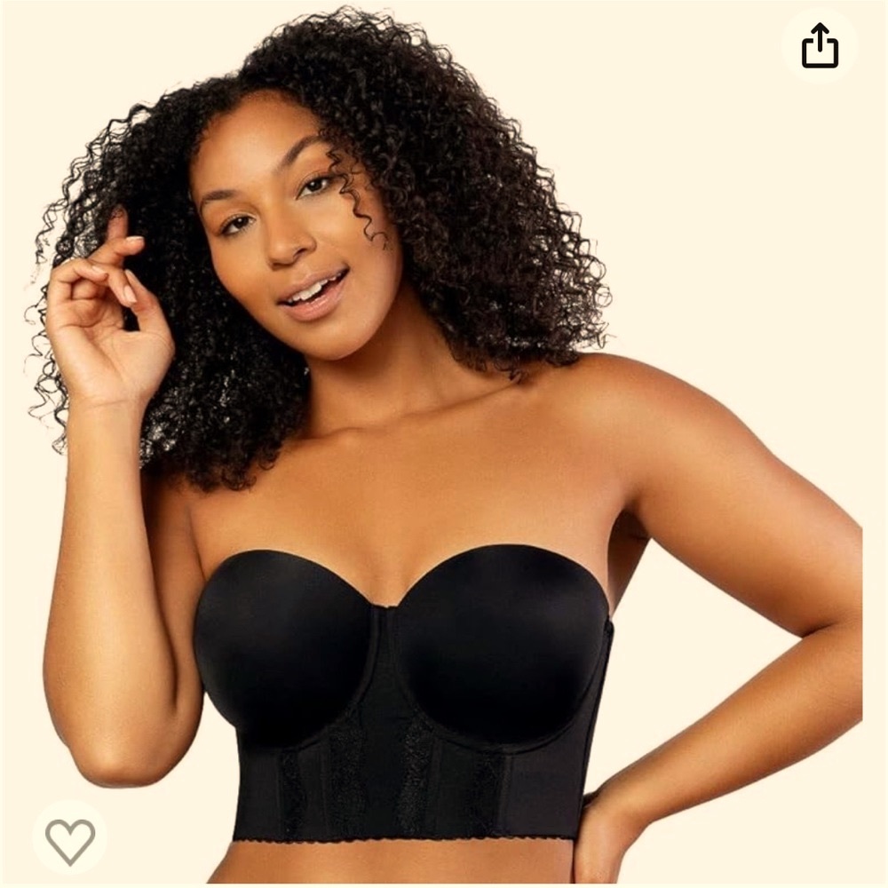 36H Black strapless longline bra